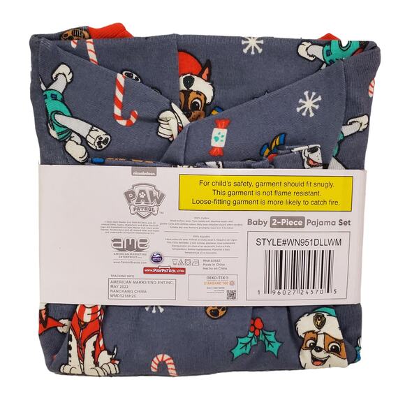 Paw Patrol Christmas Pajamas 12 Months Christmas Pjs Marshall Chase Rubble - Picture 4 of 9
